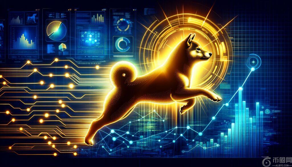 Golden Shiba Inu cryptocurrency symbol breaking through digital resistance with financial charts and crypto metrics